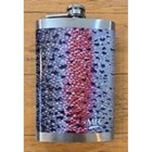 New Montona Fly Company Stainless Steel Hip Flask 8oz Color Rainbow Trout Skin